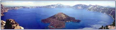 Crater Lake, Oregon photo & detailed map of features on the lake's floor