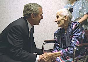 Greeting hospice patient Anna Tovcimak at Mercy Hospital in Scranton, PA, January 16.