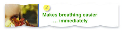 Graphic referring to critique item 2. Makes breathing easier ... immediately