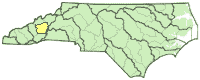 Map of North Carolina highlighting the project study area