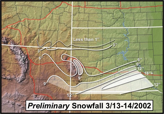March 13-14, 2002 Preliminary Snow Map