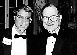 Photo of Matthew P.A. Fisher, 1995 Waterman award winner, with NSF Director Neal Lane