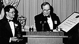 Photo of Robert M. Waymouth, 1996 Waterman award winner, with NSF Director Neal Lane
