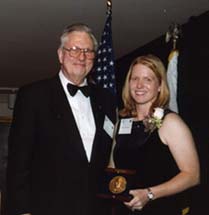 Photo of Kristi Anseth, 2004 Waterman award winner, with NSF Director Arden Bement