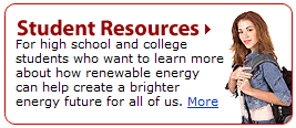 Student Resources - For high school and college students who want to learn more about how renewable energy can help create a brighter energy future for all of us. More