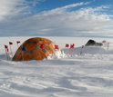 Photo of the researchers' field camp on the Greenland Ice Sheet.