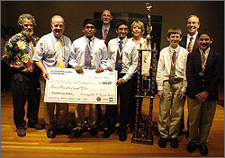 Photo of the 2005 1st Place National Middle School Science Bowl Winners - Honey Creek Middle School from Terre Haute, Indiana.