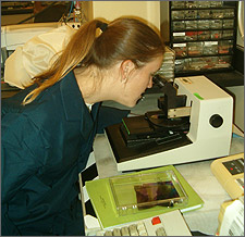 Photo of an intern performing research as part of the DOE Pre-Service Training Program.