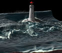 A still photo of water, one of Fedkiw's simulations.