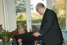 General John Shalikashvili (ret.) accepts the “Outstanding American by Choice” recognition from USCIS Director Emilio T. González in Seattle, WA, Oct. 29, 2007