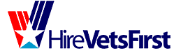 Hire Vets First Logo, Link to HIREVETSFIRST.gov