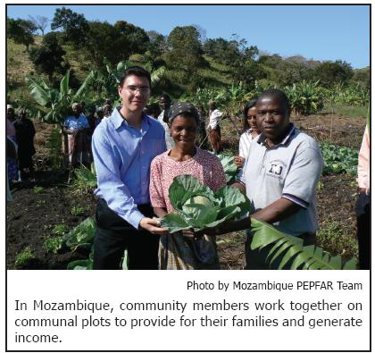 In Mozambique, community members work together on communal plots to provide for their families and generate income.