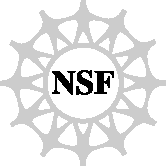 NSF logo, black letters on white center, grey outer circle