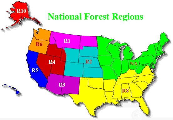 National Forest Regions Clickable Map