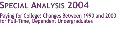 Special Analysis-Paying for College: Changes Between 1990 and 2000 for Full-Time, Dependent Undergraduates
