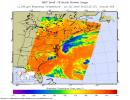 This is an AIRS infrared image of Tropical Storm Beryl in the western Atlantic, 
from the NASA's Aqua satellite on July 20, 2006, 1:30 am local time. The  image shows the temperature of the cloud tops or the surface of the Earth in cloud-free regions
