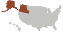 map of United States outlining Alaska, Idaho, Oregon and Washington