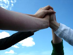 Group of hands showing teamwork