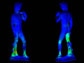 A front and back view of Michelangelo's David through the eyes of the Scan and Solve software.