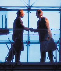 Two man shaking hand at the airport