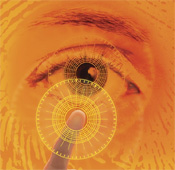 Graphic of a biometric eye scan