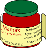 A jar of tomato paste showing the country of origin (Italy) in close proximity to the domestic distributor name and address.
