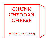 A package labeled Chunk Cheddar Cheese