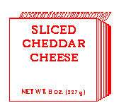 A package labeled Sliced Cheddar Cheese.