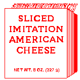 A package labeled Sliced Imitation American Cheese.