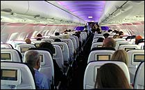 Photo of passengers on a plane