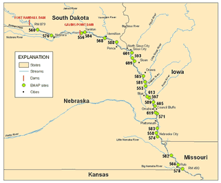 EMAP monitoring sites on the Missouri River