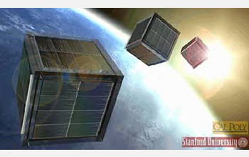 Illustration of CubeSats used in space weather and atmospheric research orbiting the Earth.