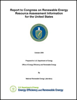 Cover of Report to Congress on Renewable Energy Resource Assessment Information for the United States