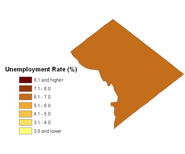Unemployment rate in the Distict of Columbia, August 2008