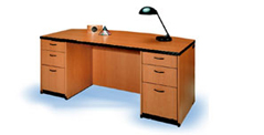 Harmony Bow Front Desk, pedestal file view.