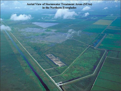 photograph showing aerial view of Stormwater Treatment Areas in the Northern Everglades