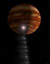 artistry depicting comet impact on Jupiter