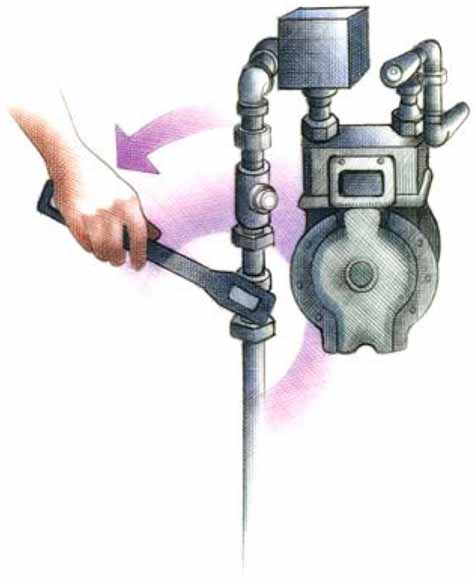 drawing of hand turning a valve