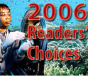 2006 Readers' Choices -- background images representative of stories, including underwater with fish, and female scientist at work