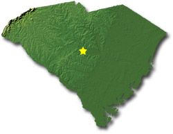 Image of South Carolina with a star pinpointing the location of the capital.