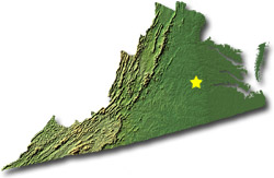 Image of Virginia with a star pinpointing the location of the capital.