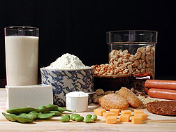 Photo: A variety of foods that have soy in them.