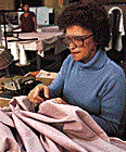 Woman working with textiles