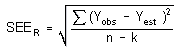 Equation for the standard error of estimate (SEE)