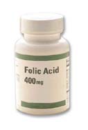 Bottle of folic acid pills