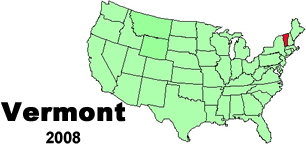 United States map showing the location of Vermont