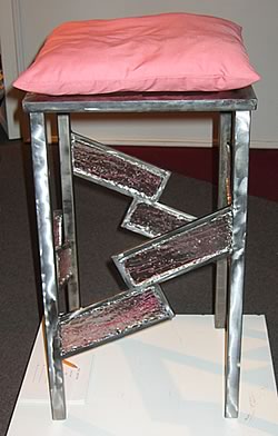 Chair with metal frame and apended rectangles		