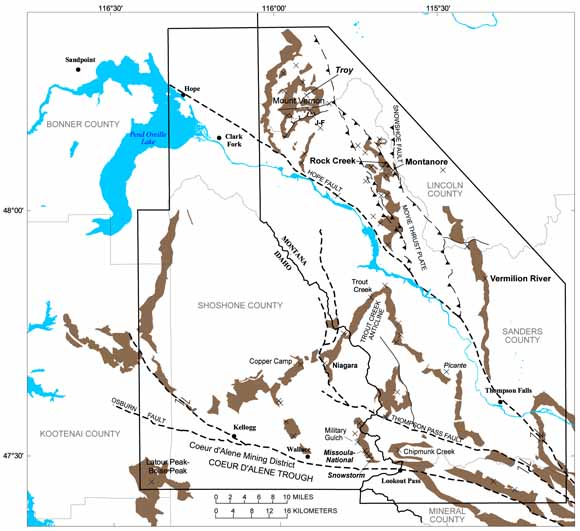 map showing location of study area on the northern boarder between northwestern Montana and northeastern Idaho