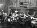 Emma Greenwood teaches second graders in 1945.
