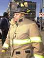 A female firefighter.